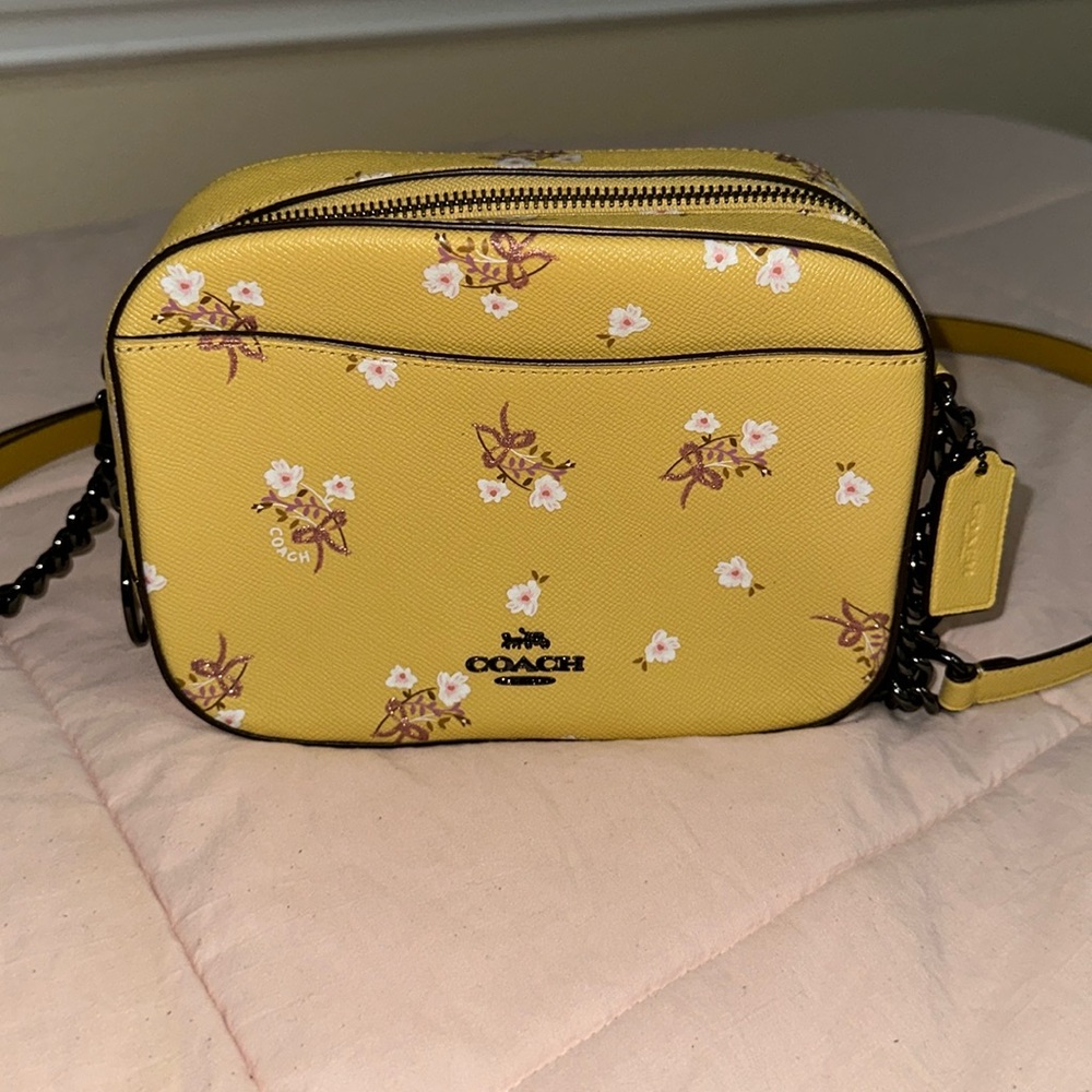 Coach Floral Bow Camera Bag in Coated Canvas